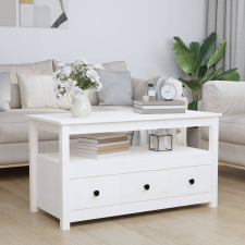 vidaXL fehér tömör fenyőfa dohányzóasztal 102 x 49 x 55 cm bútor