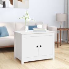 vidaXL fehér tömör fenyőfa dohányzóasztal 71 x 49 x 55 cm bútor