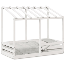 vidaXL fehér tömör fenyőfa gyerekágy tetővel 70 x 140 cm gyermekágy