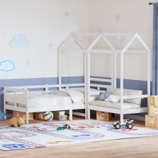 vidaXL fehér tömör fenyőfa kanapéágy és pad tetővel 80 x 200 cm ágy és ágykellék