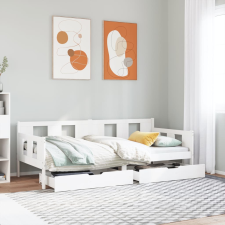 vidaXL fehér tömör fenyőfa kanapéágy fiókkal 80 x 200 cm ágy és ágykellék