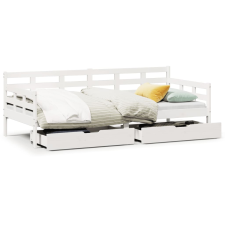 vidaXL fehér tömör fenyőfa kanapéágy fiókkal 80 x 200 cm (3302141) ágy és ágykellék