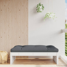 vidaXL Fehér tömör fenyőfa kerti lábzsámoly párnával 120x80 cm kerti bútor
