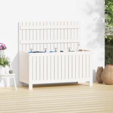vidaXL fehér tömör fenyőfa kerti tárolóláda 115x49x60 cm kerti tárolás