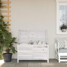 vidaXL fehér tömör fenyőfa kerti tárolóláda 99 x 49,5 x 58,5 cm kerti tárolás