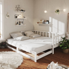 vidaXL fehér tömör fenyőfa kihúzható kanapéágy 2 x (90 x 200) cm ágy és ágykellék