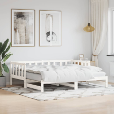 vidaXL fehér tömör fenyőfa kihúzható kanapéágy 90 x 190 cm ágy és ágykellék