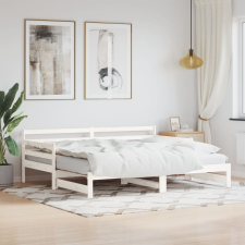 vidaXL Fehér tömör fenyőfa kihúzható kanapéágy 90 x 200 cm ágy és ágykellék