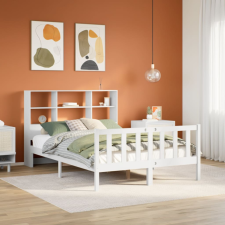 vidaXL fehér tömör fenyőfa könyvespolcos ágy matrac nélkül 120x190 cm ágy és ágykellék