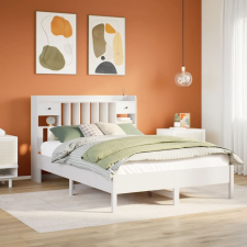 vidaXL fehér tömör fenyőfa könyvespolcos ágy matrac nélkül 135x190 cm ágy és ágykellék