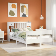 vidaXL fehér tömör fenyőfa könyvespolcos ágy matrac nélkül 140x190 cm ágy és ágykellék