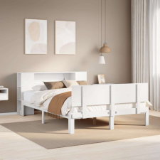 vidaXL fehér tömör fenyőfa könyvespolcos ágy matrac nélkül 140x190 cm ágy és ágykellék