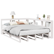 vidaXL fehér tömör fenyőfa könyvespolcos ágy matrac nélkül 140x190 cm ágy és ágykellék