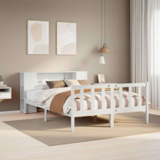 vidaXL fehér tömör fenyőfa könyvespolcos ágy matrac nélkül 140x200 cm ágy és ágykellék