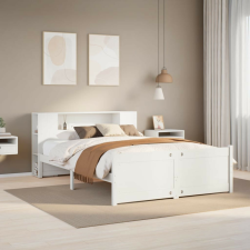 vidaXL fehér tömör fenyőfa könyvespolcos ágy matrac nélkül 140x200 cm ágy és ágykellék
