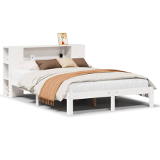 vidaXL fehér tömör fenyőfa könyvespolcos ágy matrac nélkül 140x200 cm (3322516) ágy és ágykellék