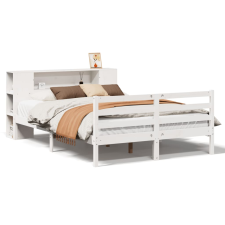 vidaXL fehér tömör fenyőfa könyvespolcos ágy matrac nélkül 150x200 cm (3321855) ágy és ágykellék