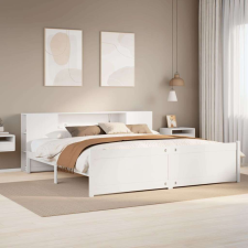 vidaXL fehér tömör fenyőfa könyvespolcos ágy matrac nélkül 180x200 cm ágy és ágykellék