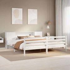 vidaXL fehér tömör fenyőfa könyvespolcos ágy matrac nélkül 180x200 cm ágy és ágykellék