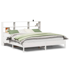 vidaXL fehér tömör fenyőfa könyvespolcos ágy matrac nélkül 180x200 cm (3322862) ágy és ágykellék