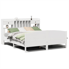 vidaXL fehér tömör fenyőfa könyvespolcos ágy matrac nélkül 180x200 cm (3323135) ágy és ágykellék