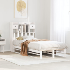 vidaXL fehér tömör fenyőfa könyvespolcos ágy matrac nélkül 75 x 190 cm ágy és ágykellék