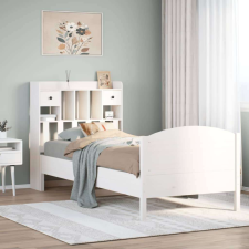 vidaXL fehér tömör fenyőfa könyvespolcos ágy matrac nélkül 75 x 190 cm ágy és ágykellék