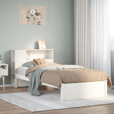 vidaXL fehér tömör fenyőfa könyvespolcos ágy matrac nélkül 90 x 190 cm ágy és ágykellék