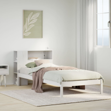 vidaXL fehér tömör fenyőfa könyvespolcos ágy matrac nélkül 90 x 200 cm ágy és ágykellék
