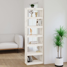 vidaXL fehér tömör fenyőfa könyvszekrény/térelválasztó 60x30x199,5 cm bútor