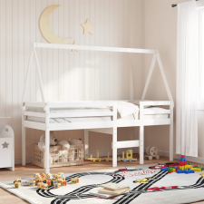 vidaXL fehér tömör fenyőfa magasított ágy tetővel 90 x 200 cm ágy és ágykellék