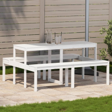 vidaXL fehér tömör fenyőfa piknik asztal 160 x 134 x 75 cm kerti bútor