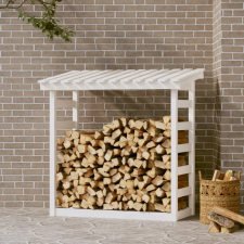 vidaXL fehér tömör fenyőfa tűzifatartó állvány 108x64,5x110 cm kerti tárolás