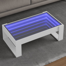 vidaXL fehér végtelen hatású LED-es dohányzóasztal 90 x 53 x 30 cm bútor