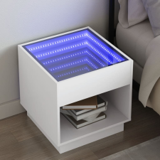 vidaXL fehér végtelen hatású LED-es éjjeliszekrény 50 x 50x 50 cm bútor