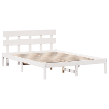 vidaXL Fejléces fehér ágykeret 150x200 cm tömör fenyőből (872159) ágy és ágykellék