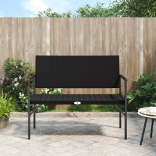 vidaXL fekete 2-személyes polyrattan kerti pad kerti bútor