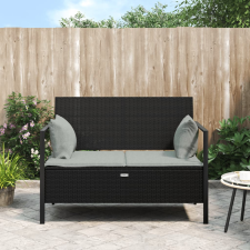 vidaXL fekete 2 személyes polyrattan kerti pad párnával kerti bútor