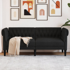 vidaXL Fekete 2 személyes szövet Chesterfield kanapé bútor