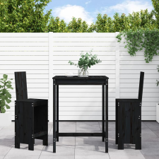 vidaXL fekete 3-részes tömör fenyőfa kerti bárszett kerti bútor
