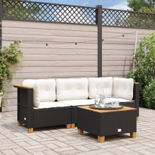 vidaXL fekete 3 személyes polyrattan kerti kanapé párnákkal kerti bútor