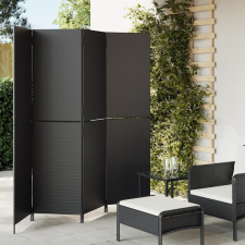 vidaXL fekete 4-paneles polyrattan térelválasztó bútor