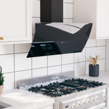 vidaXL fekete acél és edzett üveg fali páraelszívó 90 cm páraelszívó