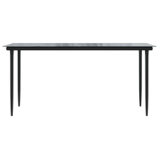 vidaXL Fekete acél és edzett üveg kerti étkezőasztal 160x80x74cm kerti bútor