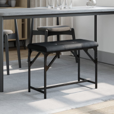 vidaXL fekete acél és műbőr étkezőpad 62 x 32 x 45 cm bútor