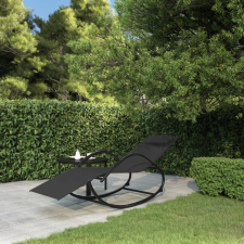 vidaXL fekete acél és textilén hintázó napozóágy kerti bútor