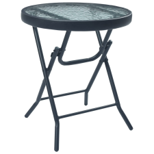 vidaXL fekete acél és üveg bisztróasztal 40 x 46 cm kerti bútor
