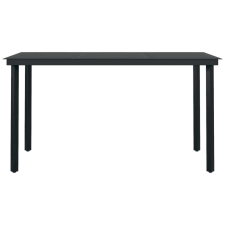 vidaXL Fekete acél és üveg kerti étkezőasztal 140 x 70 x 74 cm kerti bútor