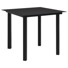 vidaXL fekete acél és üveg kerti étkezőasztal 80 x 80 x 74 cm kerti bútor