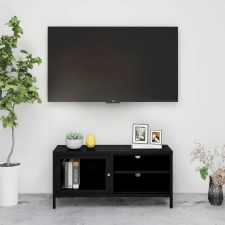 vidaXL fekete acél és üveg TV-szekrény 90 x 30 x 44 cm bútor